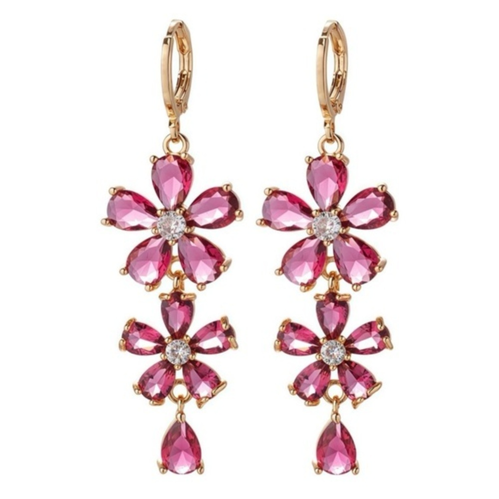 Pink Floral Drop Earrings